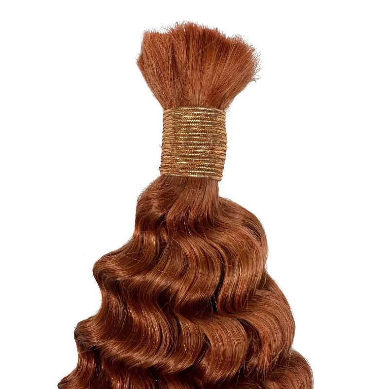 Copper Deep Wave Bulk Human Braiding Hair