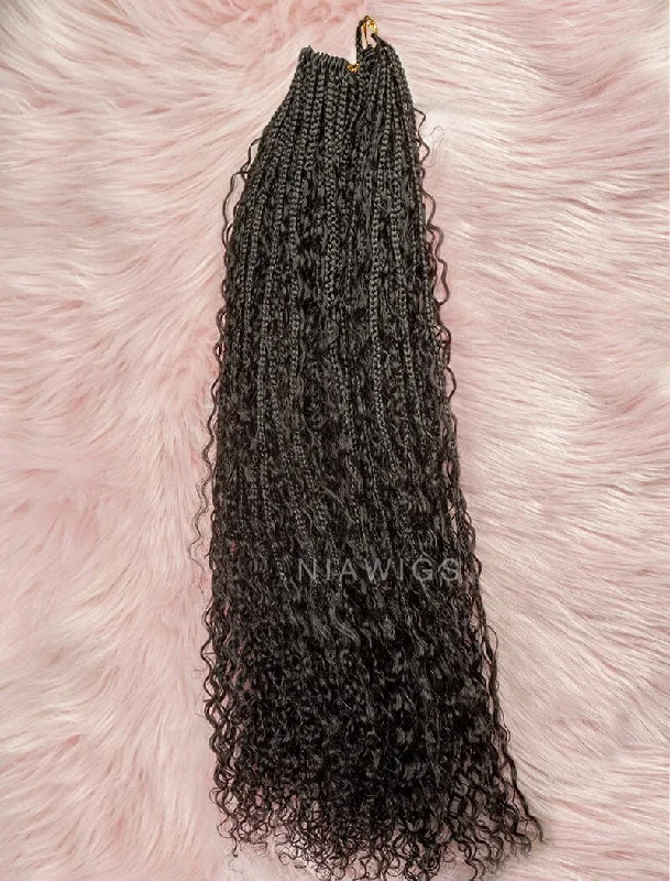 Crochet Boho Box Braids with Human Hair Curls Bulk Hair Extension For Braiding