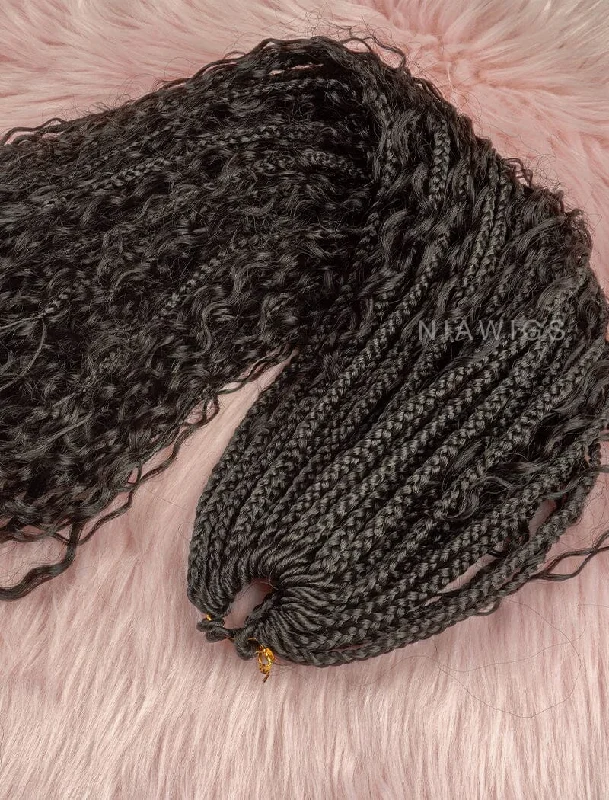 Crochet Boho Box Braids with Human Hair Curls Bulk Hair Extension For Braiding