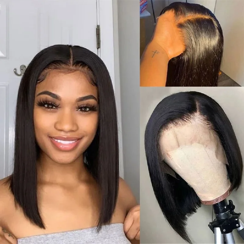 Skin Melt Lace Front Bob Wig 13x4 Invisible Swiss Lace Human Hair Frontal Wigs