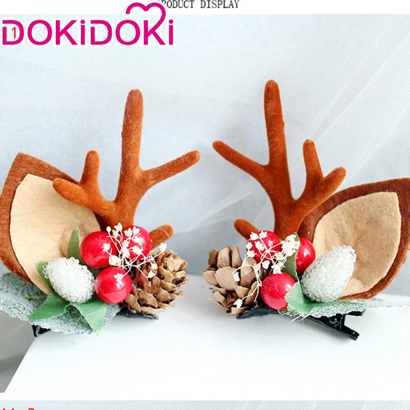 DokiDoki Cosplay Deer Ear Headwear Cute Headband Christmas Antlers Clip Flower Hairpin