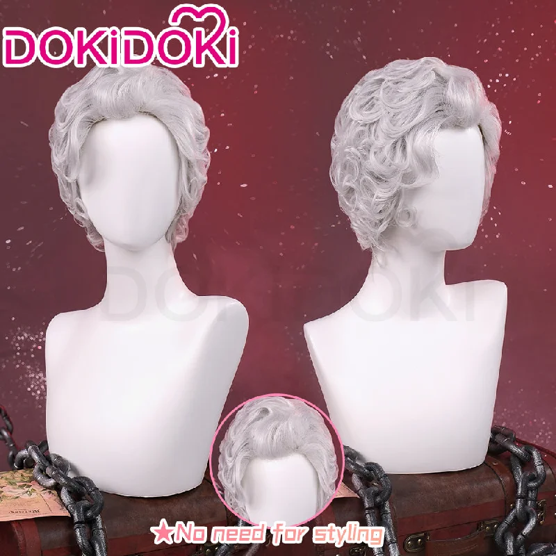 【Ready For Ship】DokiDoki Game Baldur's Gate 3 Cosplay Astarion Short Curly Silver Wig