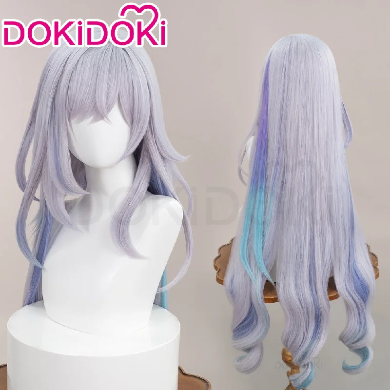 【Ready For Ship】DokiDoki Game Genshin Impact Cosplay Skirk Wig Long Curly Purple Gradient Hair