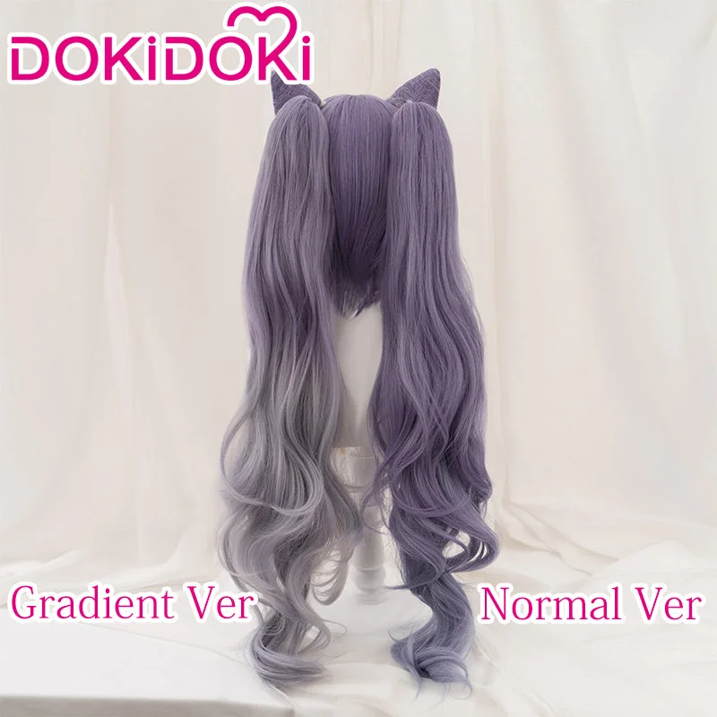 【Ready For Ship】DokiDoki Game Genshin Impact Keqing Cosplay Wig Ke Qing Gradient Ver