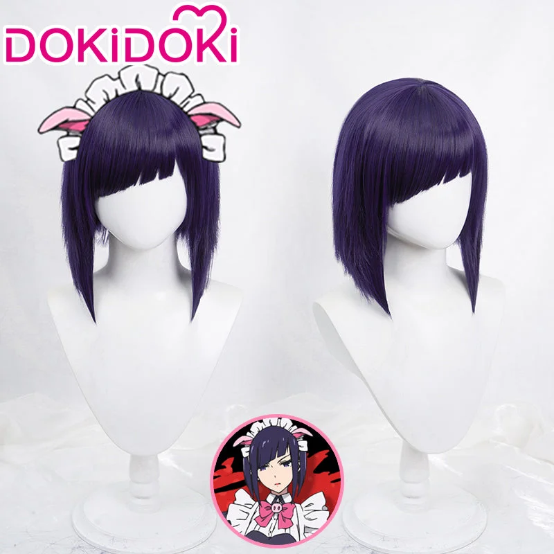 【Last Batch】【 Ready For Ship】DokiDoki Anime Akiba Maid War Cosplay Mannen Ranko Wig Short Straight Purple Hair