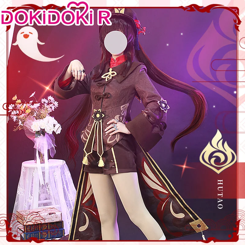 【In Stock】DokiDoki-R Game Genshin Impact  Costume Hutao Cosplay Hu Tao Cosplay Halloween