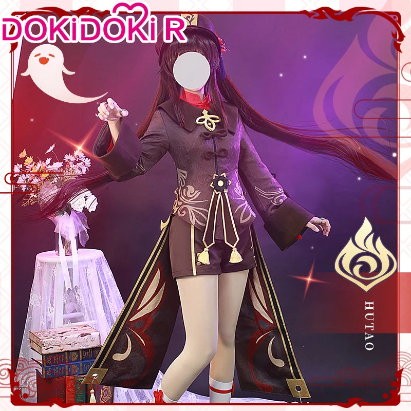 【In Stock】DokiDoki-R Game Genshin Impact  Costume Hutao Cosplay Hu Tao Cosplay Halloween