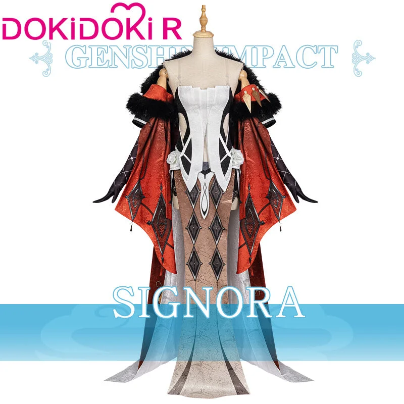 【Size XS-2XL 】DokiDoki-R Game GenShin Impact La Signora Cosplay Costume