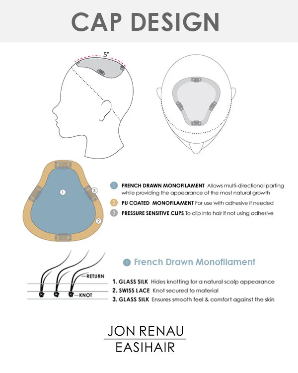 EasiPart French XL 12 inch (Exclusive) | Monofilament Remy Human Hair Toppers by Jon Renau