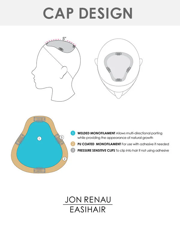 EasiPart XL 8 inch (Exclusive) | Monofilament Remy Human Hair Toppers by Jon Renau