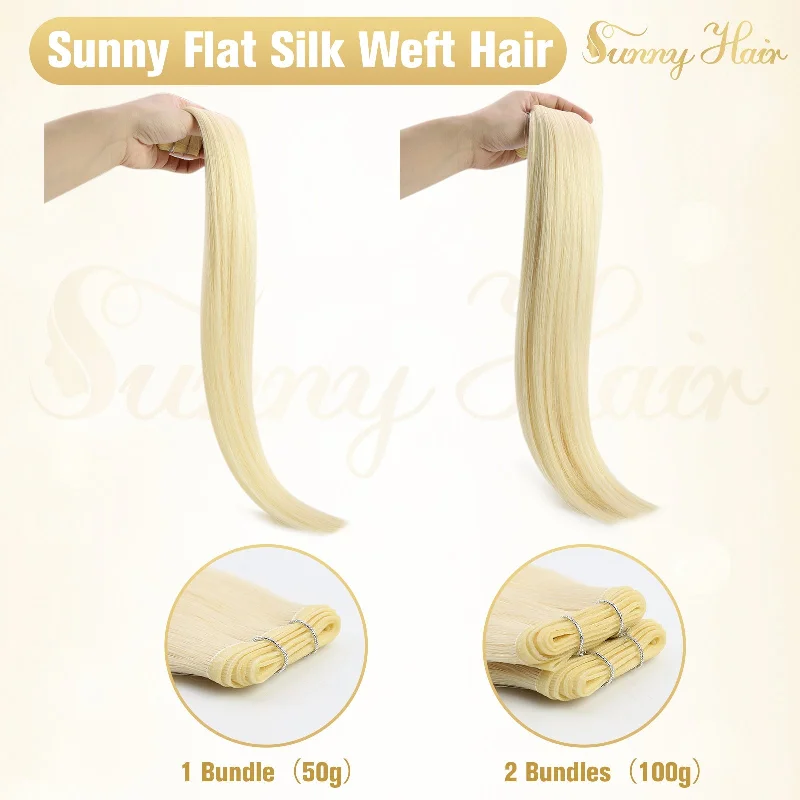 Sunny Hair Flat Silk Weft Hair Extensions 100% Virgin Human Hair Balayage Brown #8/8/613