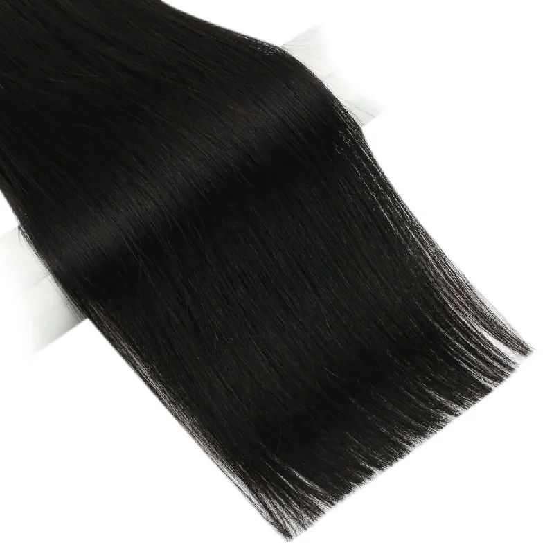 Sunny Hair Flat Silk Weft Hair Extensions 100% Virgin Human Hair Bundles Jet Black #1