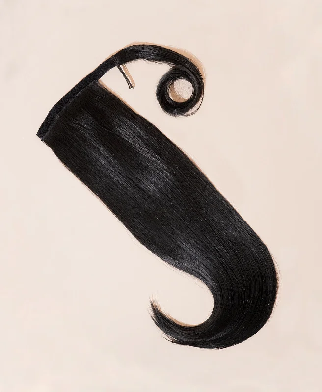 vegan fiber flipped ends ponytail - natural black 17"".