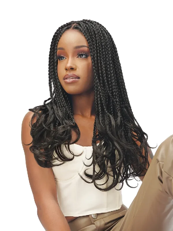 FRENCH J-CURL 18"" PRESTRECHED LAYERED BOX BRAIDS CROTCHET 130 STRANDS *One pack enough*