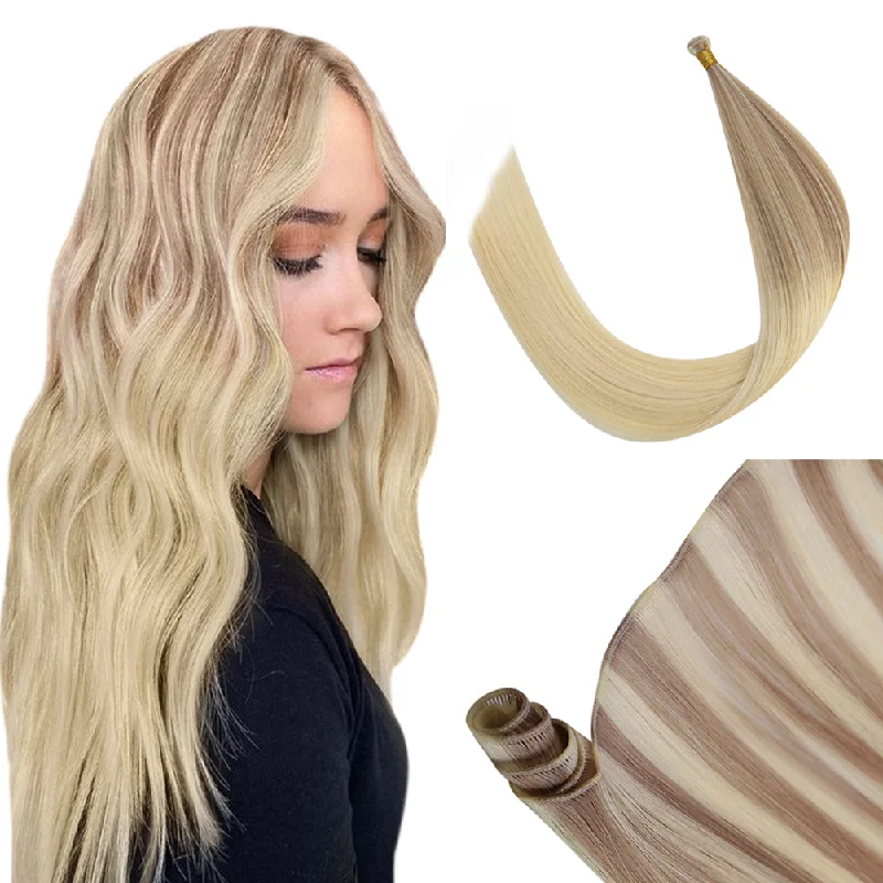 [NEW]Genius Invisible Weft Hair Extensions Virgin Hair for Thin Hair Balayage Blonde #NORDIC