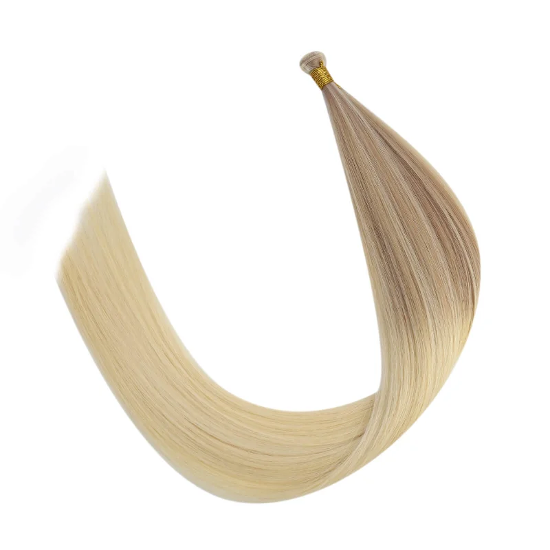 [NEW]Genius Invisible Weft Hair Extensions Virgin Hair for Thin Hair Balayage Blonde #NORDIC