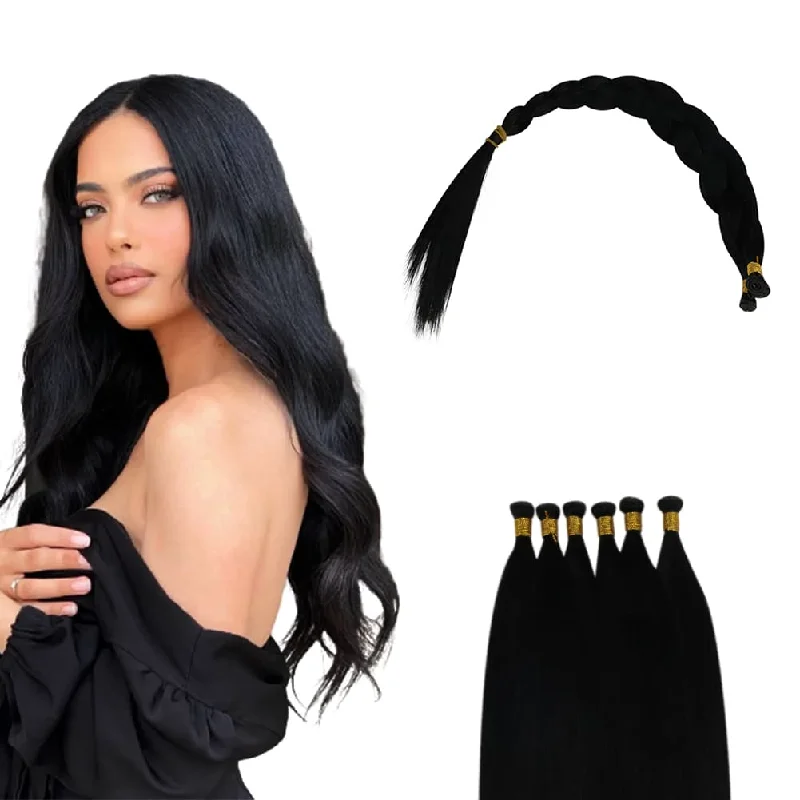 Vivien 100% Virgin Weft Human Hair Bundle Invisible Genius Weft Extensions Jet Black #1