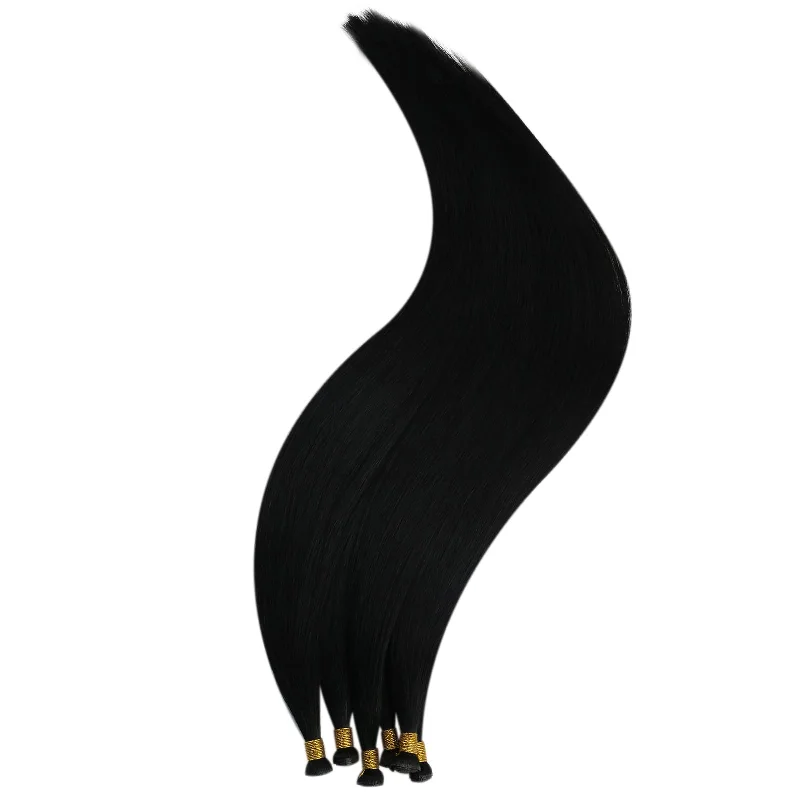 Vivien 100% Virgin Weft Human Hair Bundle Invisible Genius Weft Extensions Jet Black #1