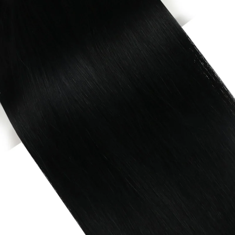 Vivien 100% Virgin Weft Human Hair Bundle Invisible Genius Weft Extensions Jet Black #1