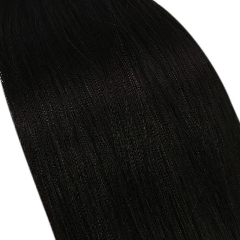 Invisible Human Hair Bundle Vivien 100% Virgin Genius Weft Extensions Natural Black #1B