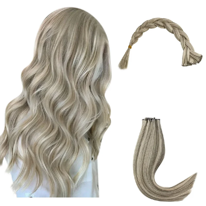 Invisible Human Hair Bundle Vivien 100% Virgin Genius Weft Extensions Balayage #1CC/80/60