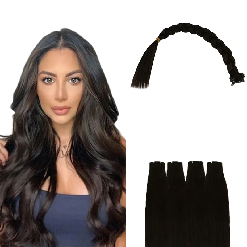 Genius Weft Hair Extensions High Quality Virgin Real Weave Hair Extensions Darkest Brown #2