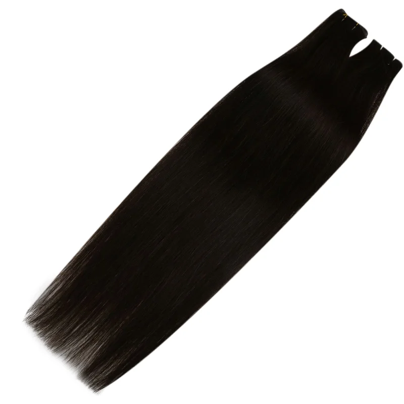 Genius Weft Hair Extensions High Quality Virgin Real Weave Hair Extensions Darkest Brown #2