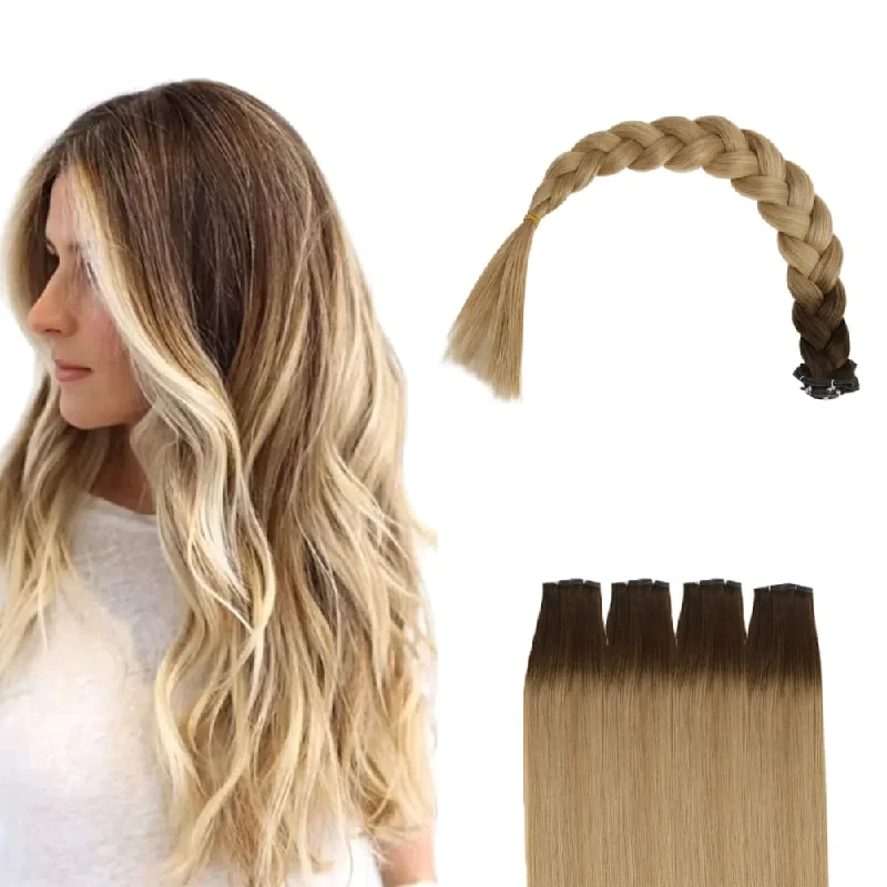 Vivien Insivible Balayage Ombre Virgin Hair Bundles Hair Weave Genius Weft Hair Extensions #3/8/22