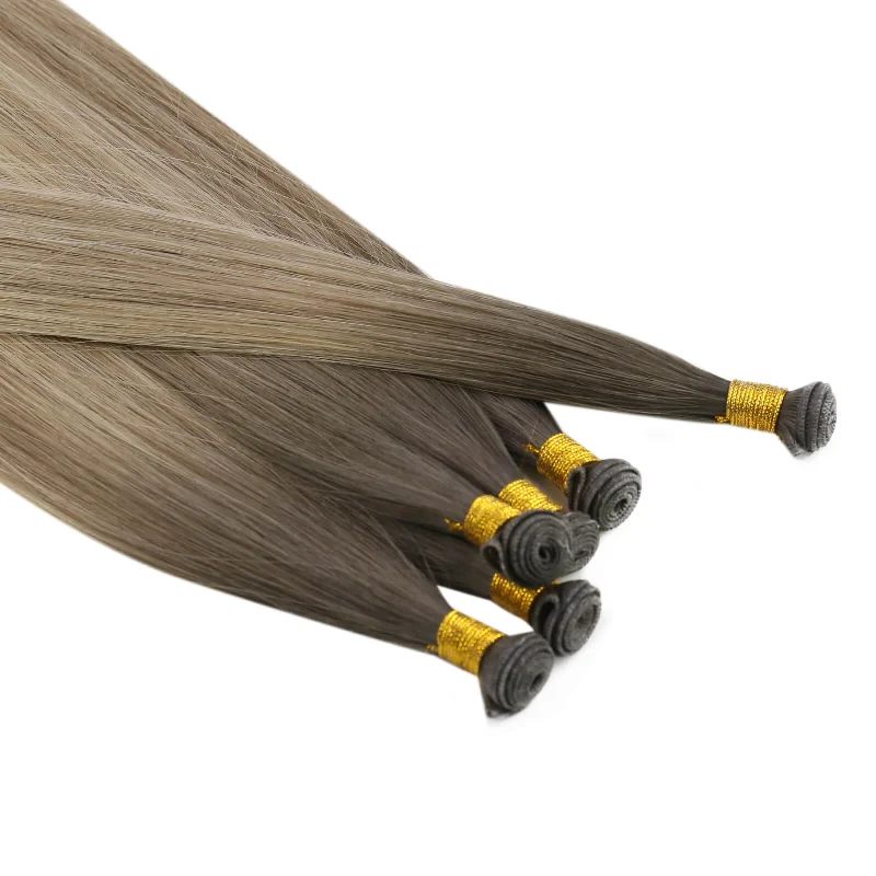 Invisible Human Hair Bundle Vivien 100% Virgin Genius Weft Extensions Brown Blonde#5/7/20