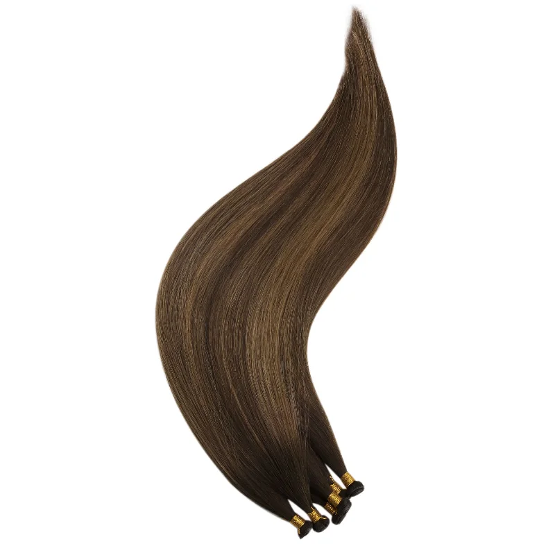 Virgin Genius Weft Human Hair Bundles Extensions Vivien Sew in Weft Balayage Brown #DU