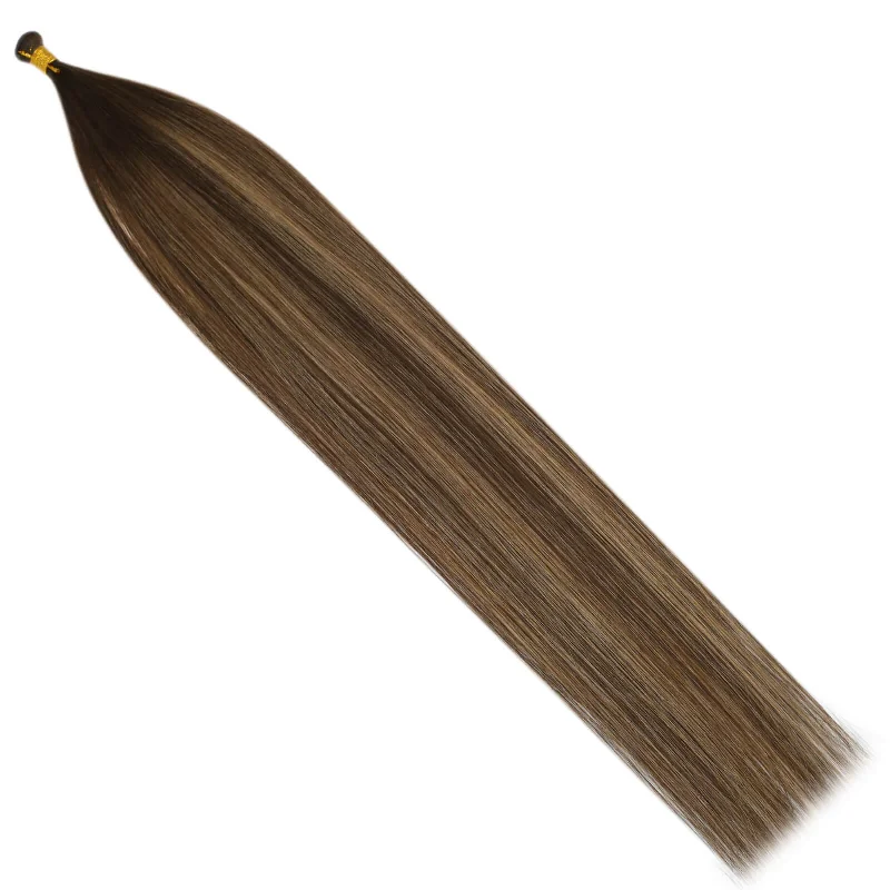 Invisible Genius Weft Hair Extensions Virgin Hair for Thin Hair Brown with Blonde #BM