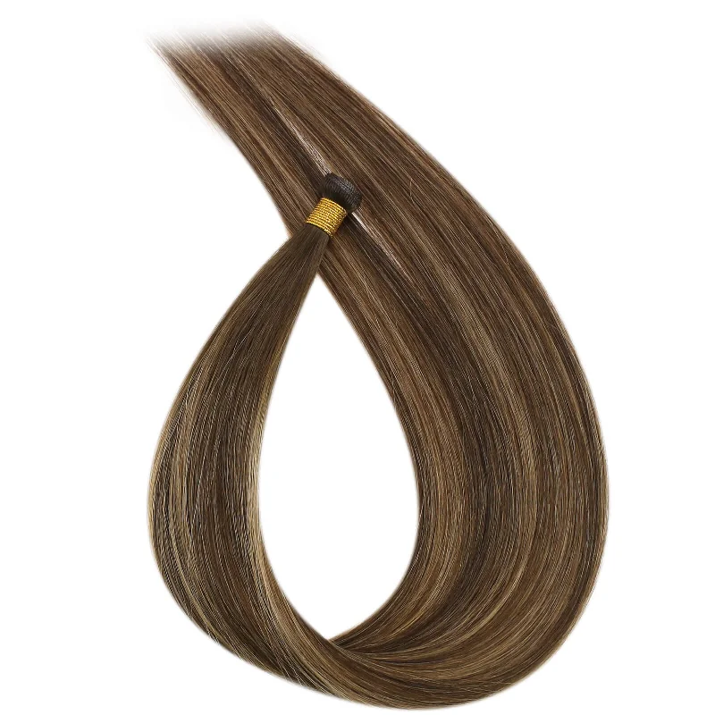 Invisible Genius Weft Hair Extensions Virgin Hair for Thin Hair Brown with Blonde #BM