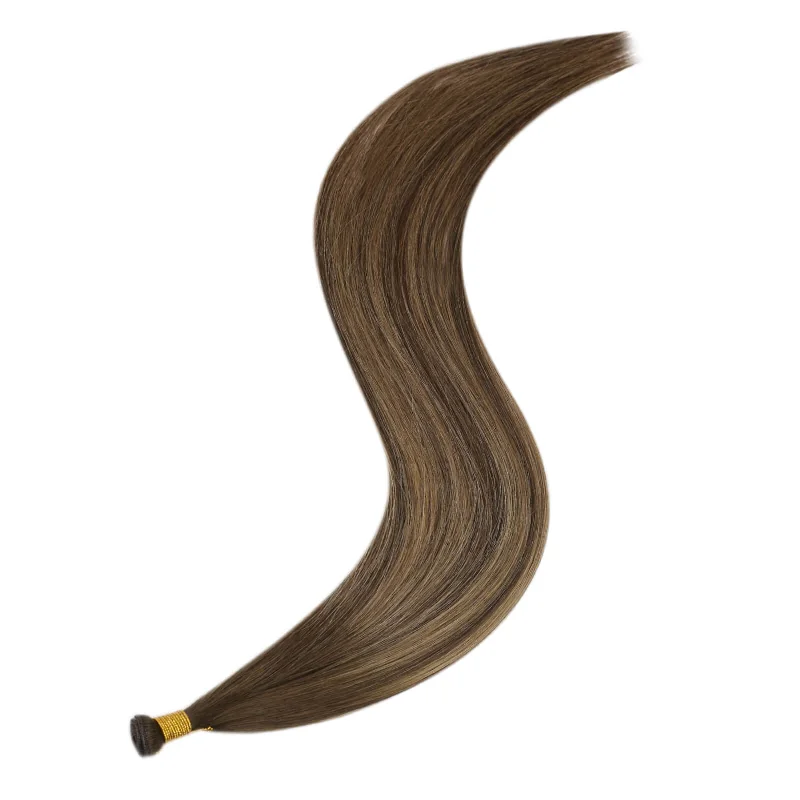 Invisible Genius Weft Hair Extensions Virgin Hair for Thin Hair Brown with Blonde #BM