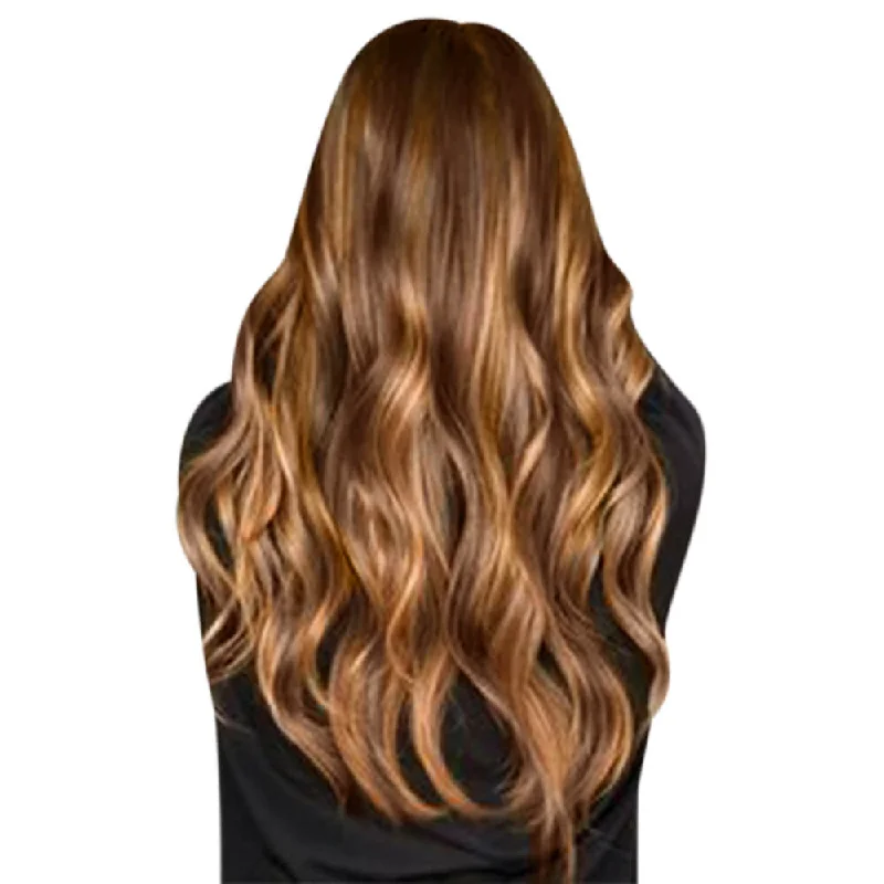 Invisible Human Hair Bundle Vivien 100% Virgin Genius Weft Extensions Highlight Brown #P6/10