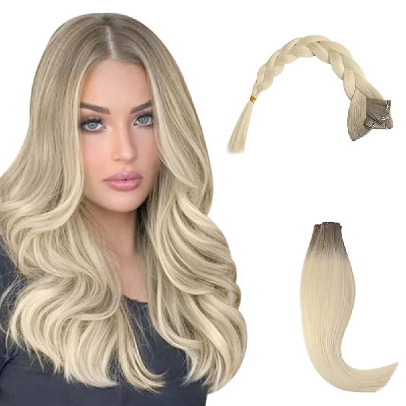 Invisible Human Hair Bundle Vivien 100% Virgin Genius Weft Extensions Ombre #R19/T60