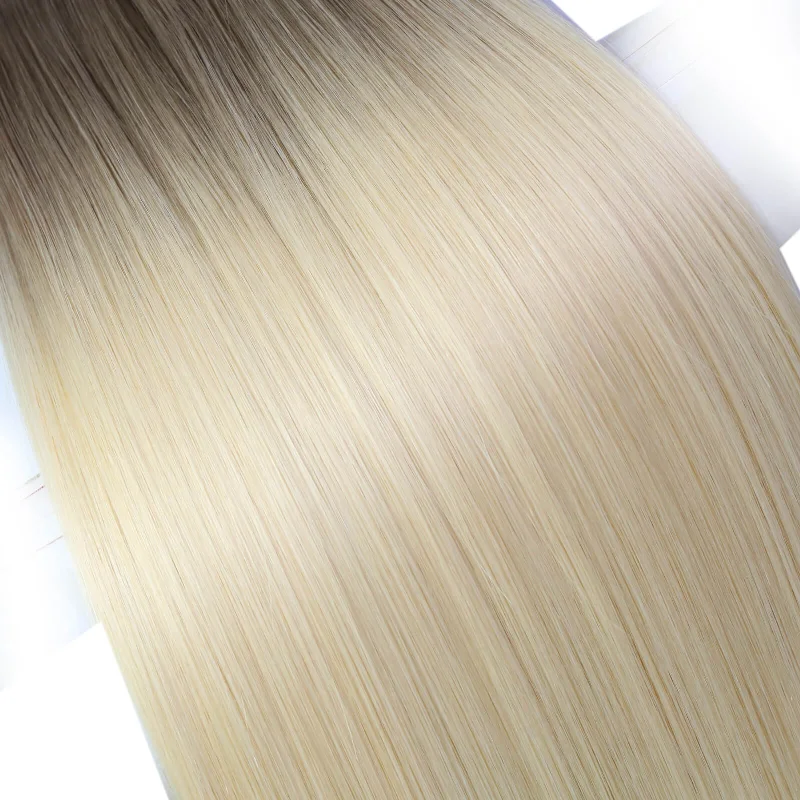 Invisible Human Hair Bundle Vivien 100% Virgin Genius Weft Extensions Ombre #R19/T60