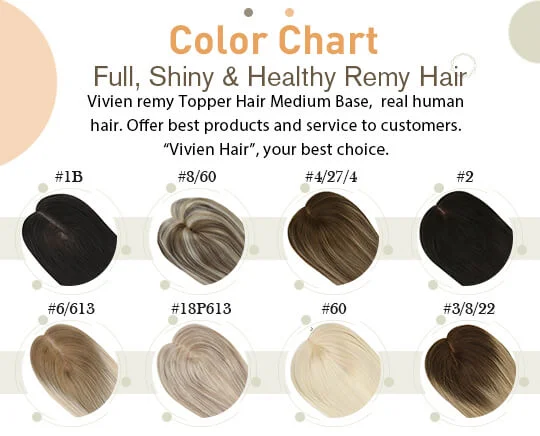 [150% High Density Upgrade] Remy Base Medium Hair Toppers No Bangs Hair Darkest Brown for Thinning Hair (#2)