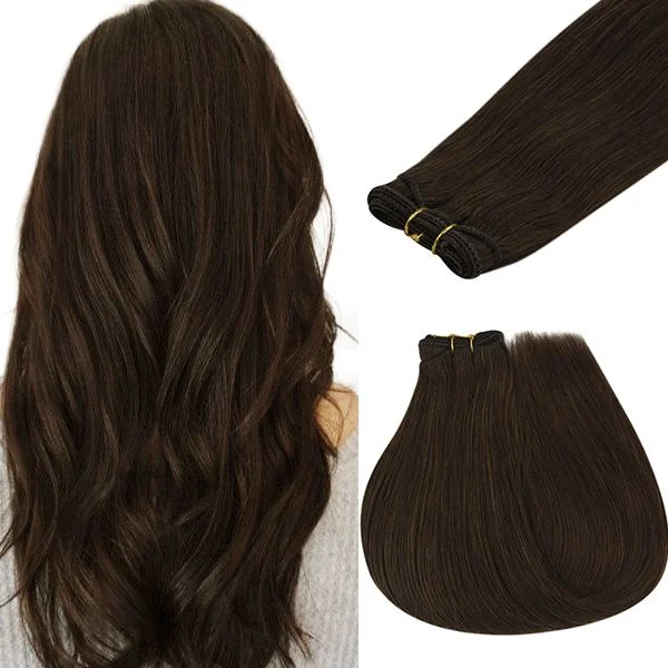 Weft Hair Extensions Human Hair Weft Bundles Brown Extensions #2