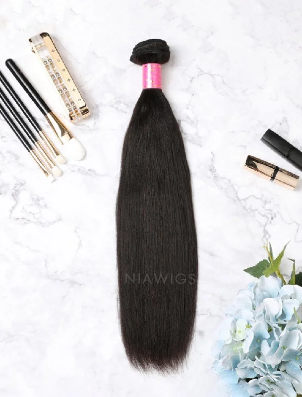 Hair Weft Bundles Natural Color Brazilian Yaki Straight Human Hair