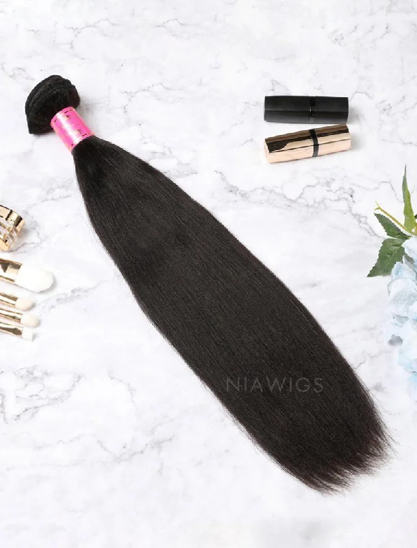 Hair Weft Bundles Natural Color Brazilian Yaki Straight Human Hair