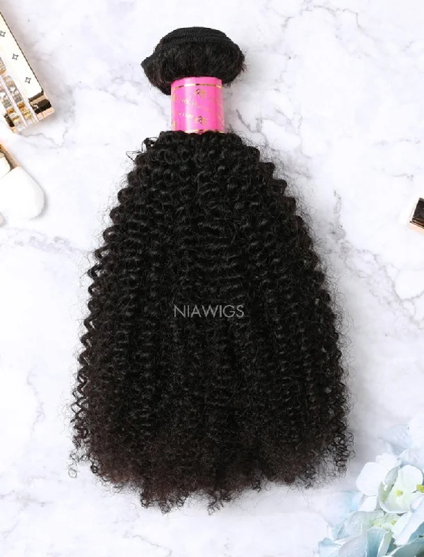 Hair Weft With Lace Closure Natural Color Brazilian Kinky Curly Human  Hair