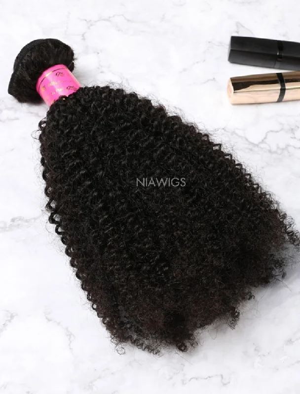 Hair Weft With Lace Closure Natural Color Brazilian Kinky Curly Human  Hair