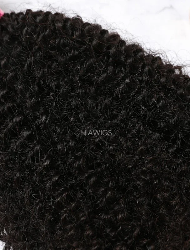 Hair Weft With Lace Closure Natural Color Brazilian Kinky Curly Human  Hair