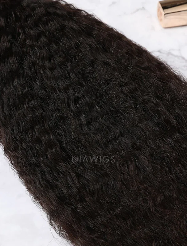 Hair Weft With Lace Closure Natural Color Brazilian Kinky Straight Human Hair