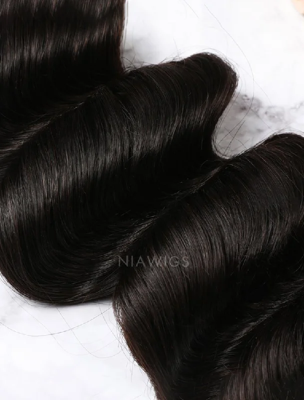 Hair Weft With Lace Closure Natural Color Deep Wave Brazilian Human Hair