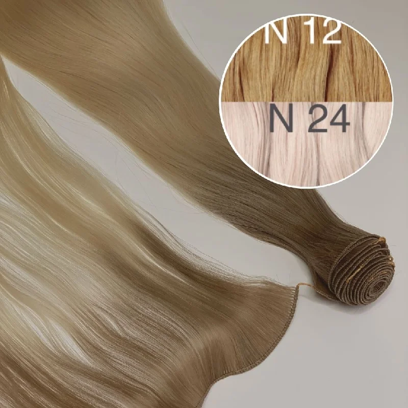 Hair Wefts Hand tied / Bundles Color _12/24 GVA hair_One donor line