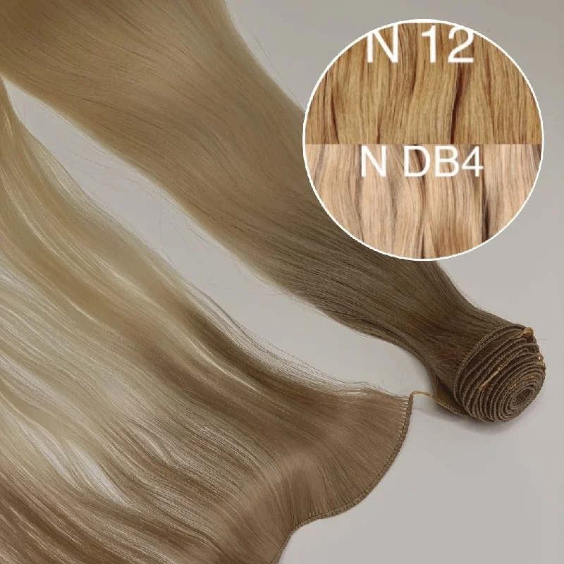 Hair Wefts Hand tied / Bundles Color _12/DB4 GVA hair_One donor line