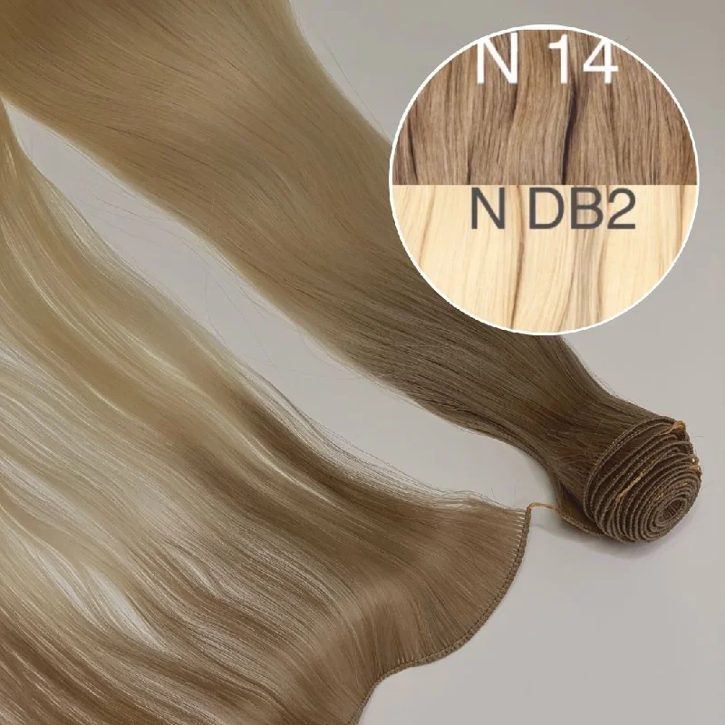 Hair Wefts Hand tied / Bundles Color _14/DB2 GVA hair_One donor line