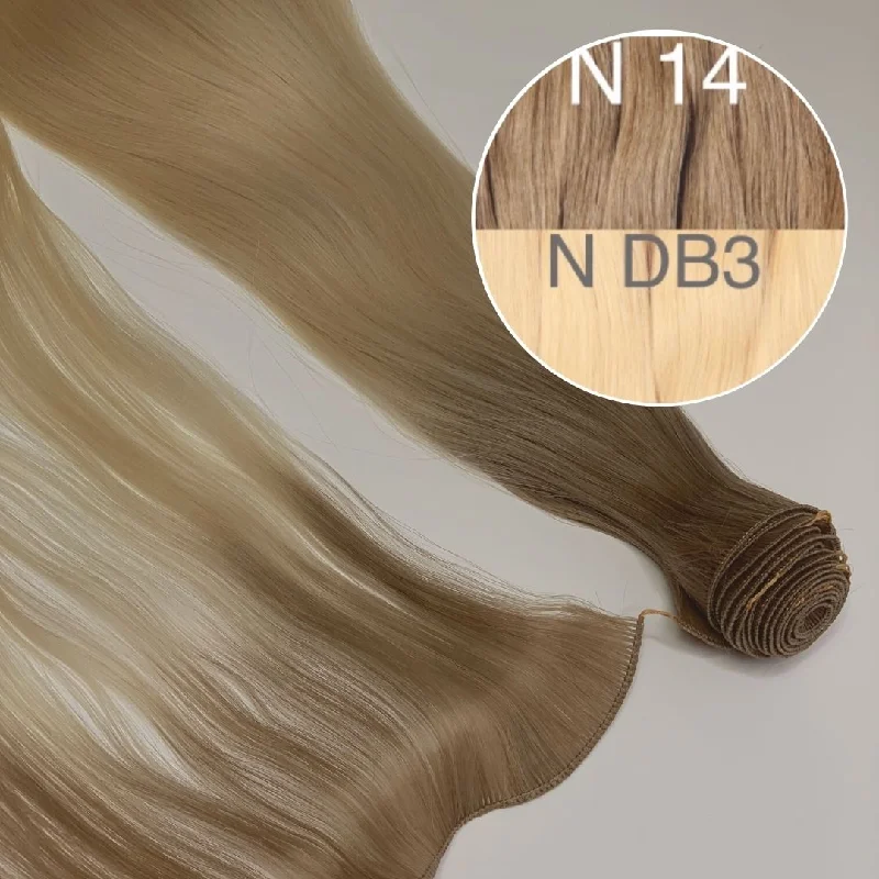 Hair Wefts Hand tied / Bundles Color _14/DB3 GVA hair_One donor line