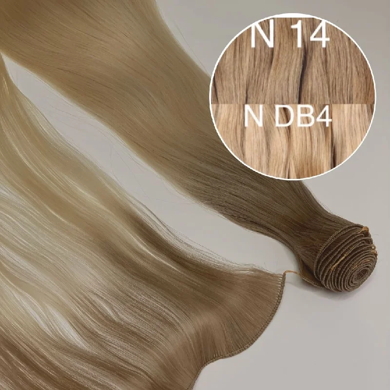 Hair Wefts Hand tied / Bundles Color _14/DB4 GVA hair_One donor line